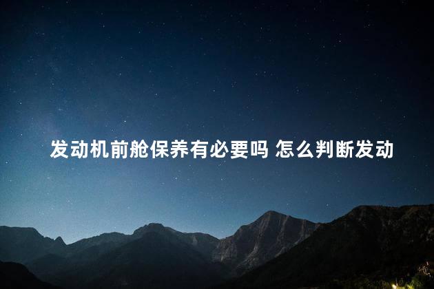 发动机前舱保养有必要吗 怎么判断发动机有积碳